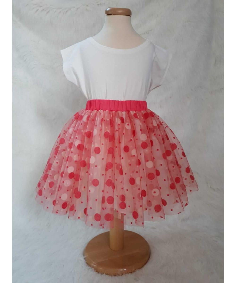 Fustita cu buline din tul pentru fetite