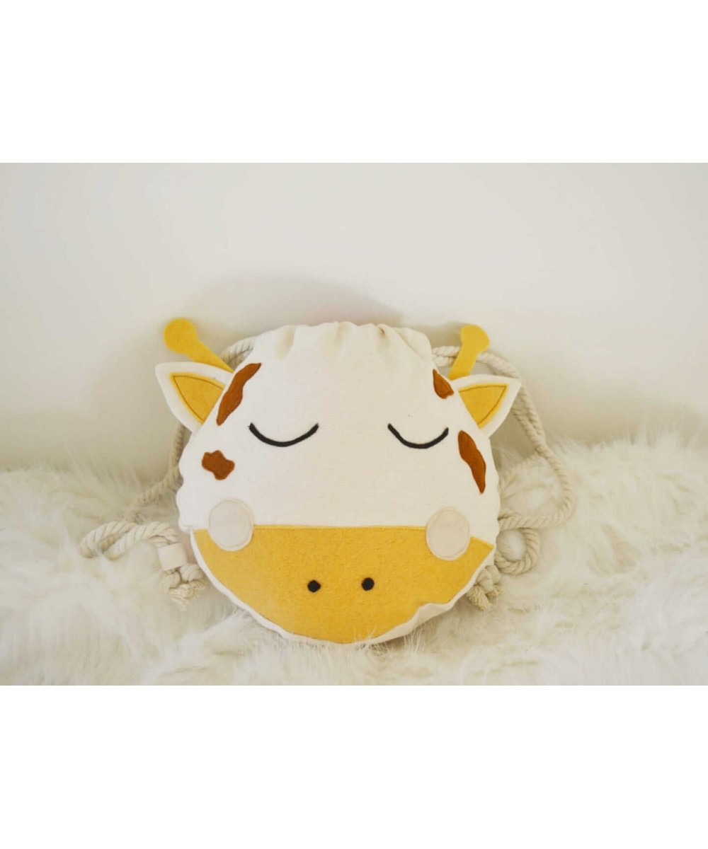 Rucsac girafa din bumbac cu aplicatii 