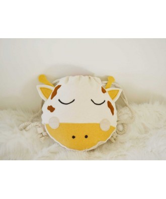 Rucsac girafa din bumbac cu aplicatii 