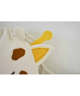 Rucsac girafa din bumbac cu aplicatii 