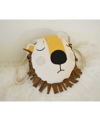 Rucsac leu din bumbac cu aplicatii 