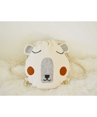 Rucsac urs din bumbac cu aplicatii 