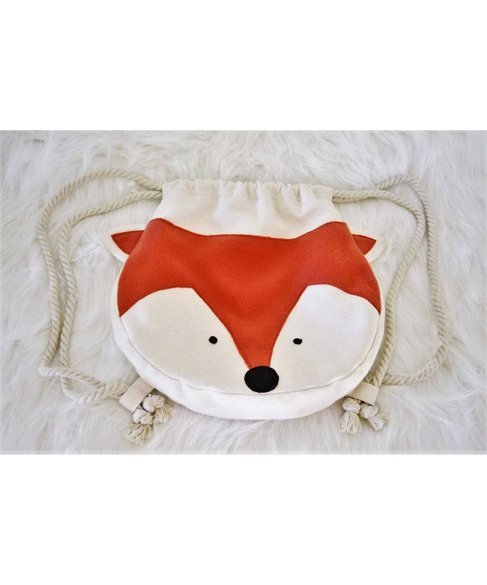 Rucsac vulpe din bumbac cu aplicatii 