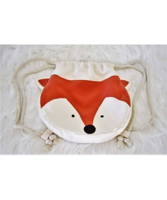 Rucsac vulpe din bumbac cu aplicatii 