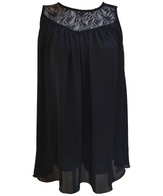 Rochie din voal negru cu combinatie din dantela.