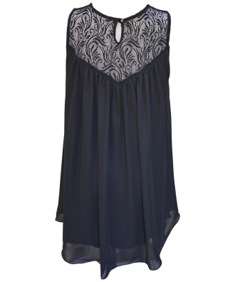 Rochie din voal negru cu combinatie din dantela.